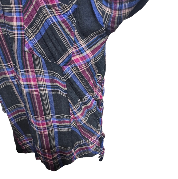 FREE PEOPLE* Plaid Button Down Tunic - Picture 3 of 5
